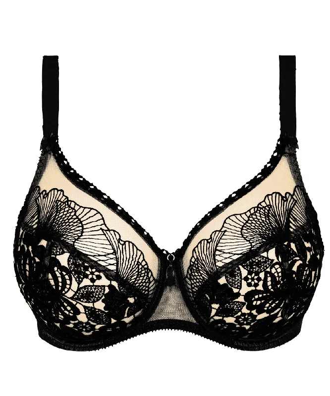 ruffled women lingerie for a feminine and charming aestheticAgathe Black Full Cup Bra