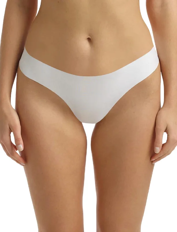 high - cut women thongs for a leg - lengthening illusionButter Mid-Rise Thong Panty In White