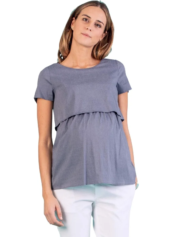 Double Layer Maternity & Nursing Top - Jeans