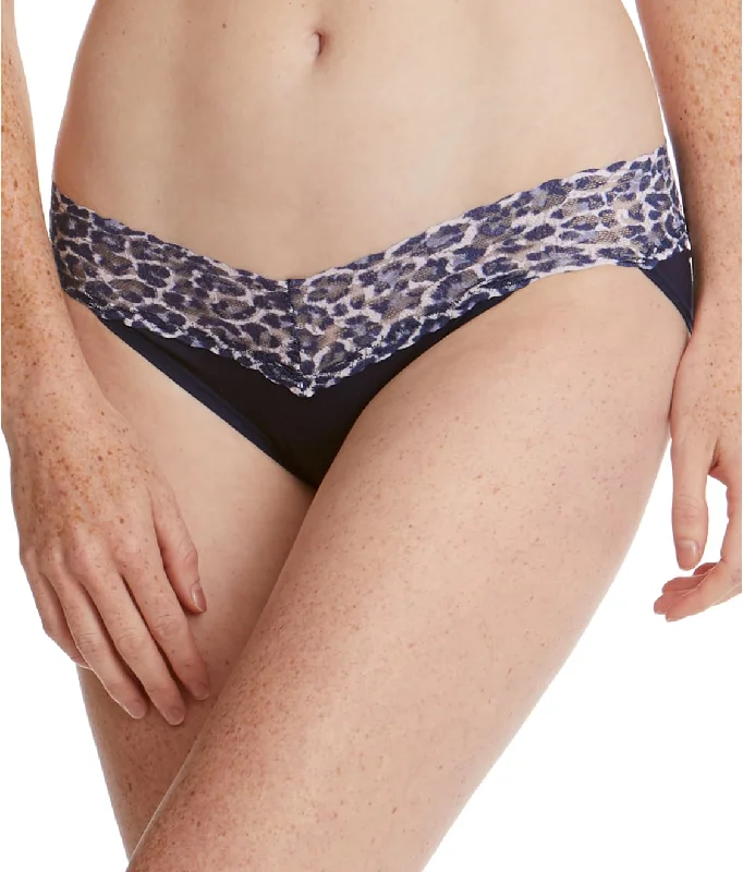 underwire women bikini briefs for added supportHanky Panky Cotton-Spandex V-kini (892371) - Navy/Leopard