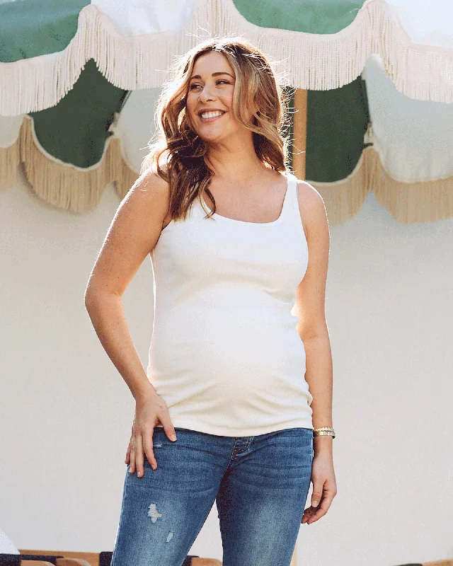 Jenna Maternity Basic Singlet - White