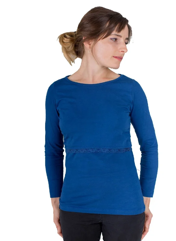 Long Sleeves Breastfeeding Shirt - Blue