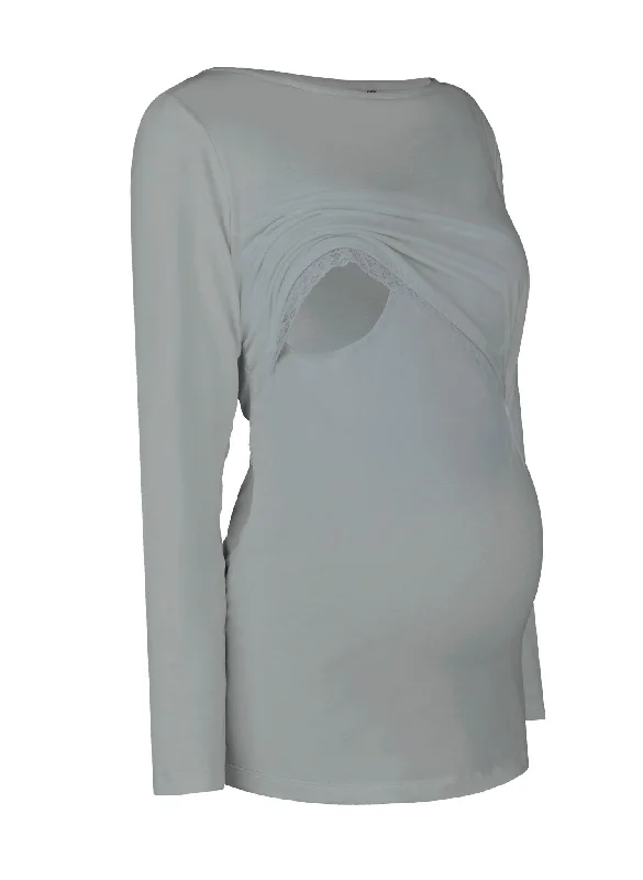 Long Sleeves Breastfeeding Shirt - Grey