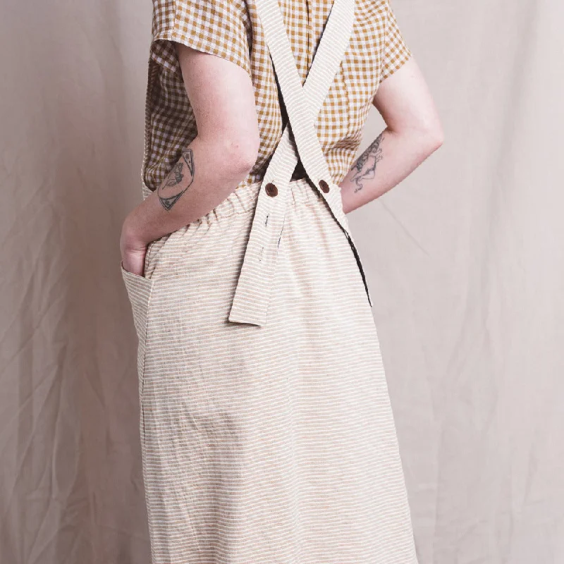 Mamiko Linen Apron Dress - SS22 Sundried Stripe (Women L-XL) *Last ones