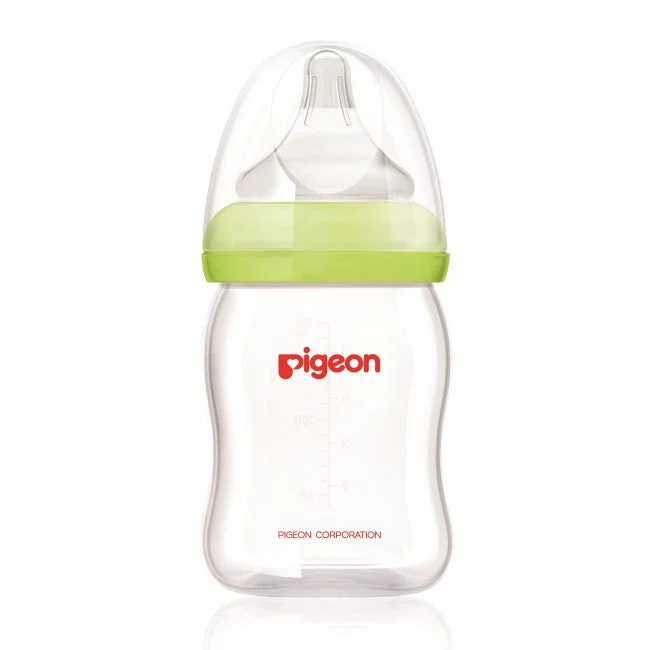 Pigeon Peristaltic PLUS Wide Neck Glass Feeding Bottle Green (Japan) 160ml