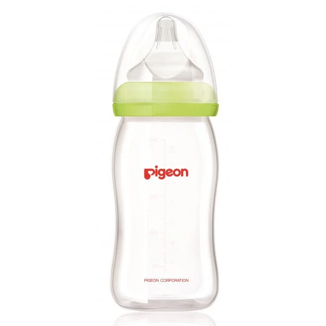 Pigeon Peristaltic PLUS Wide Neck Glass Feeding Bottle Green (Japan) 240ml