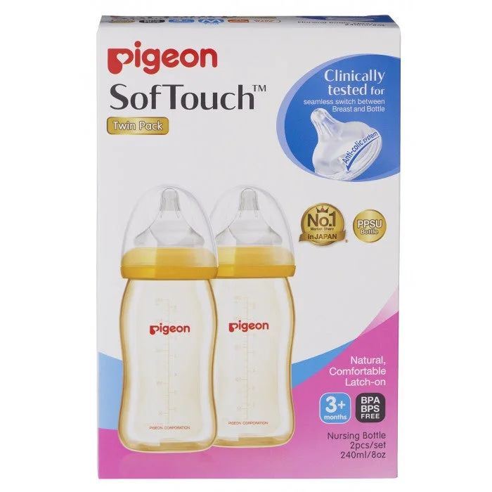 Pigeon Softouch Peristaltic Plus 240ml Wide Neck /PPSU - Twin Pack