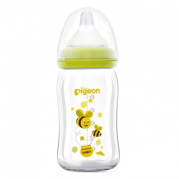 Pigeon Wide-Neck Softouch Glass Peristaltic Plus Nursing Bottle - 160ml (Bee)