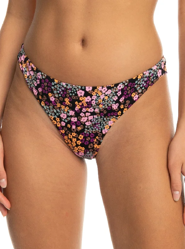 convertible women bikini briefs with removable strapsPrinted Beach Classics Cheeky Bikini Bottoms - Anthracite Floral Daze