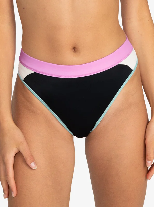 swim - proof women bikini briefs for water sportsRoxy Active Mid Waist Bikini Bottoms - Anthracite