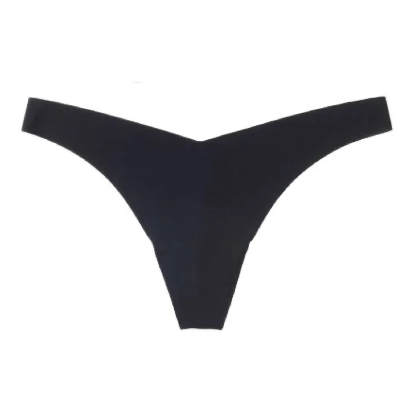 beaded women thongs for a glamorous and eye - catching lookWomen's Classic Solid Tiny Thong In Black