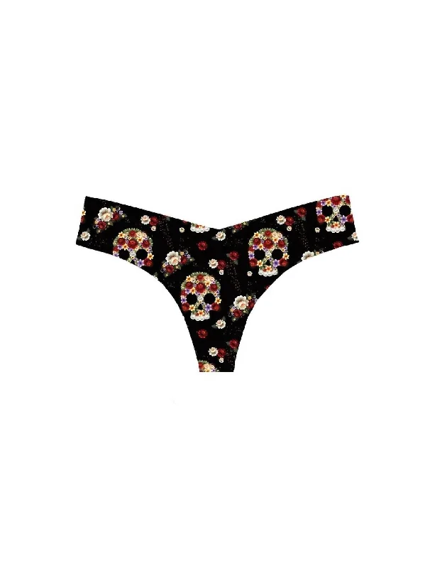 seamless maternity women thongs for a growing bellyWomen's Printed Low Rise Thong In Bloom & Skull