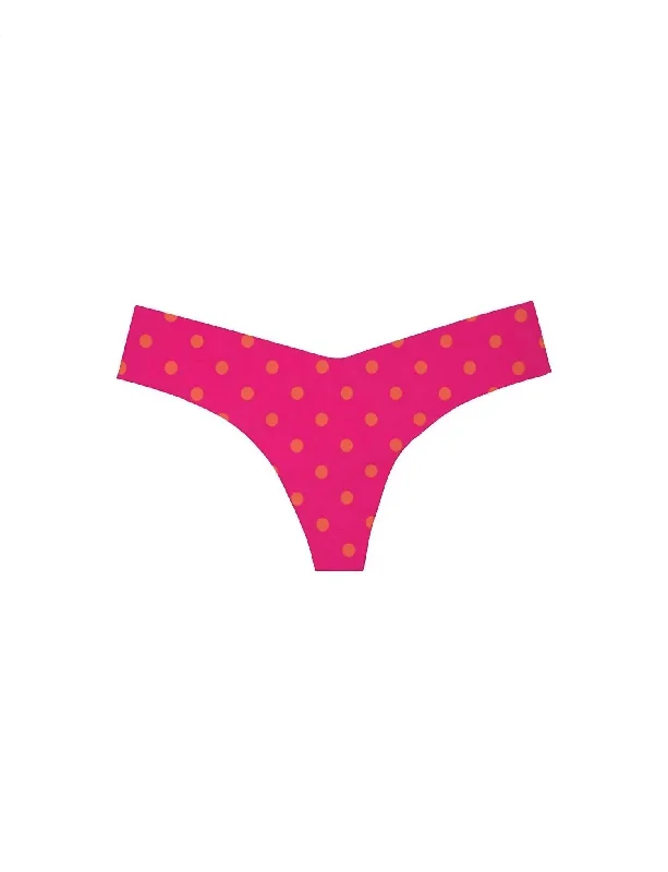 anti - static women thongs for reducing static clingWomen's Printed Low Rise Thong In Button Shocking Pink