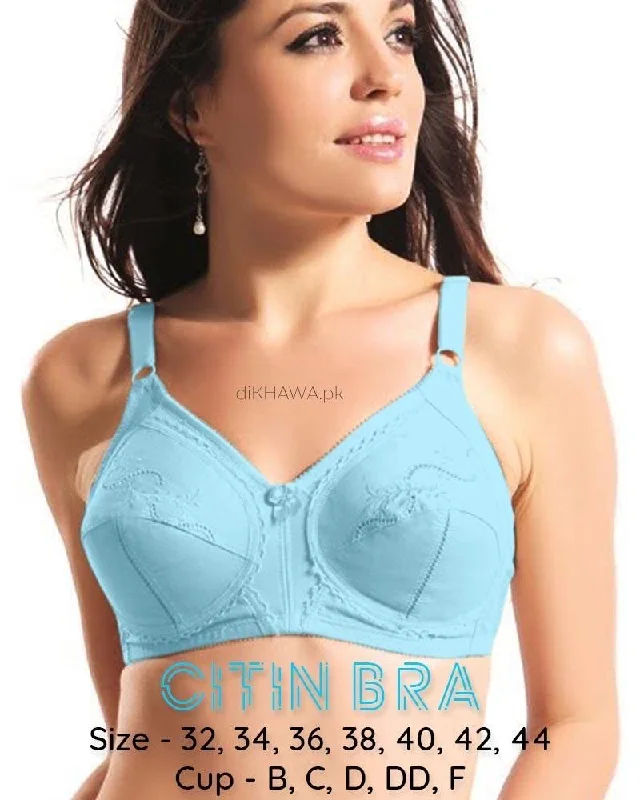 wireless bras for a natural feelCitin Bra - Flourish - Sky Blue Bra - Non Padded & Non Wired Bra - Minimizer Bra