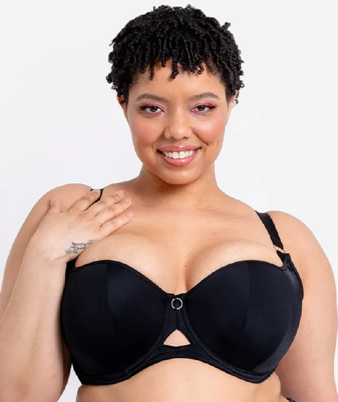 plunge wireless bras for a natural lookCurvy Kate Boost Me Up Padded Balcony Bra - Black