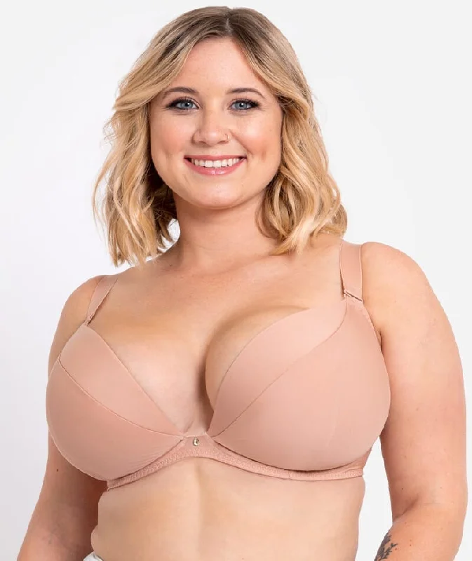 underwire sports bras for extra stabilityCurvy Kate SuperPlunge Multiway Plunge Bra - Latte