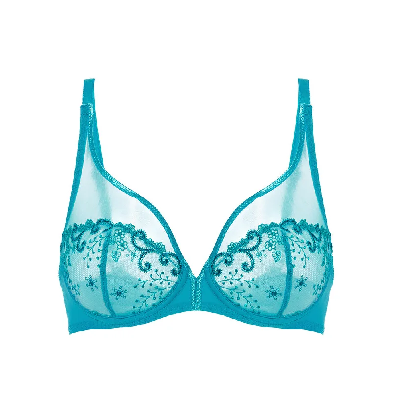 seamless sports bras for minimal chafingDelice Atoll Blue Full Cup Plunge Bra