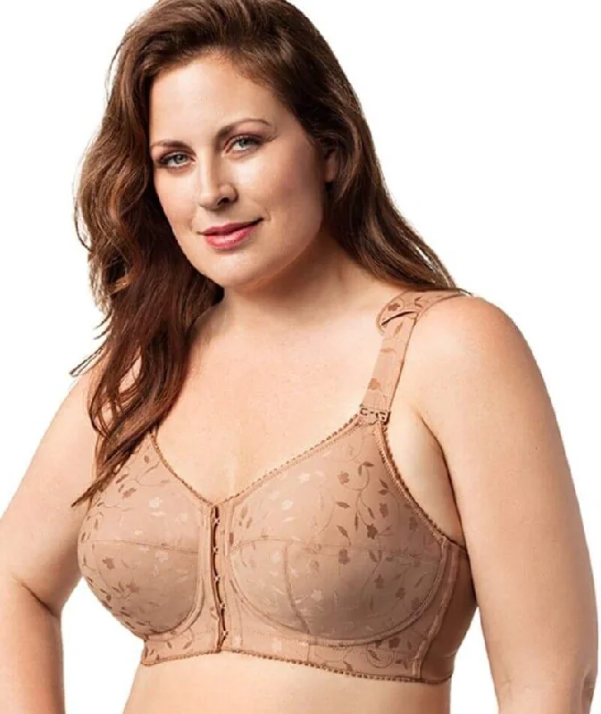 full cup nursing bras for better milk flowElila Front Opening Wire-Free Posture Bra - Mocha