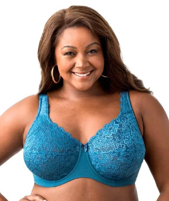 strapless lace bras for formal eventsElila Full Coverage Stretch Lace Underwired Bra - Teal