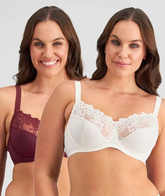 seamless bras for invisible under clothesFayreform Coral Underwire Bra - 2 Pack - Windsor Wine/Egret