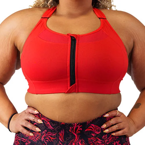 plus size bralette bras for comfortFront Zipper Bra | Fire Red