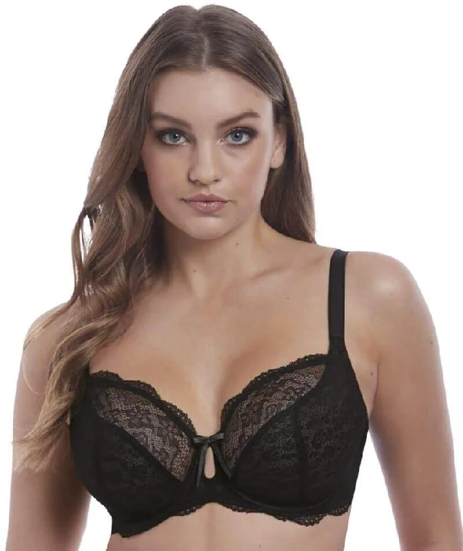 plus size nursing bras for breastfeeding momsFreya Fancies Underwire Plunge Bra - Black