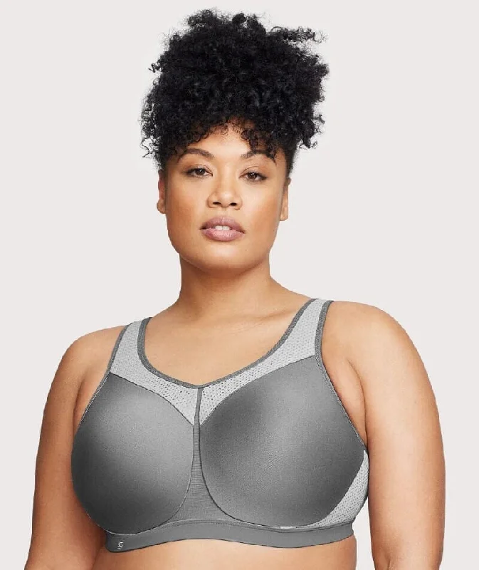 full cup padded bras for enhanced shapeGlamorise High Impact Underwire Sports Bra - Grey