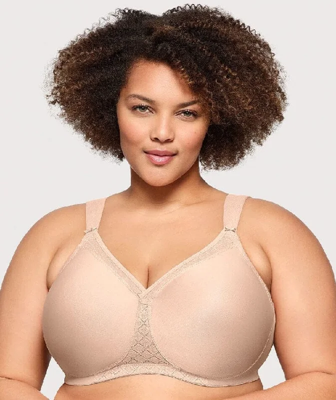 t - shirt bras for a smooth look under clothesGlamorise Magiclift Seamless Support Wire-Free T-Shirt Bra - Cafe