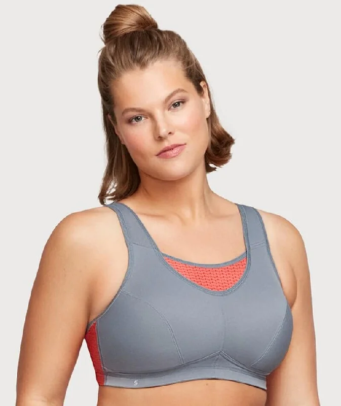 bralette sports bras for light exerciseGlamorise No-Bounce Camisole Elite Wire-Free Sports Bra - Gray/Coral