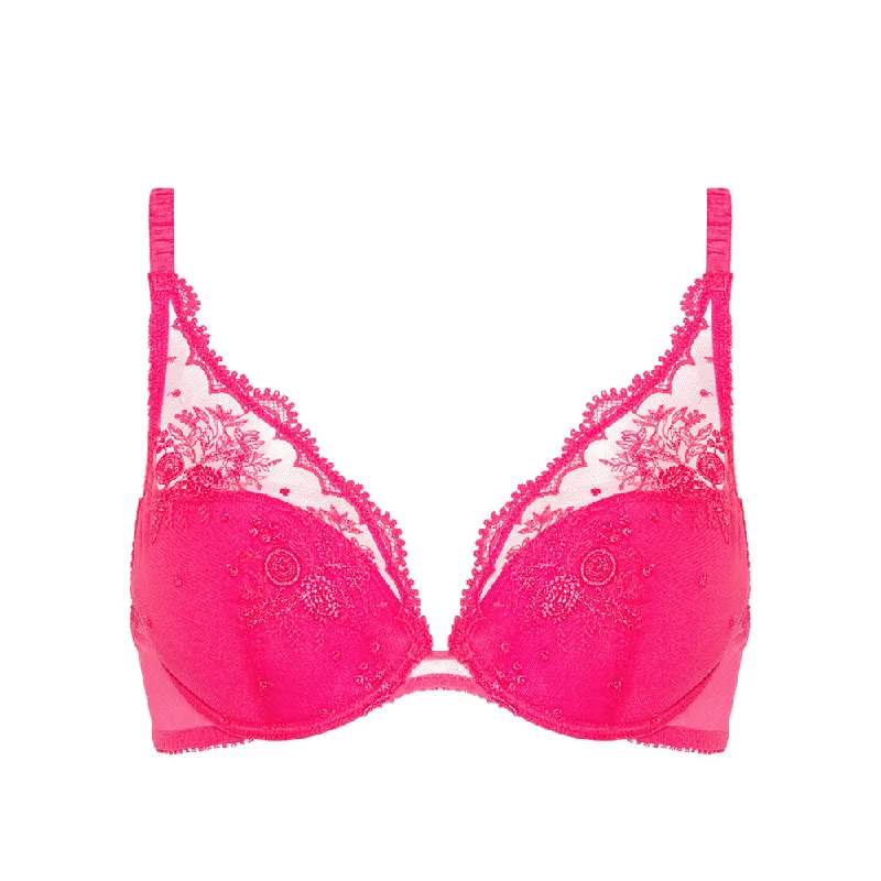 sexy lace push up bras for special occasionsIntrigue Disco Pink Plunging Push Up Bra