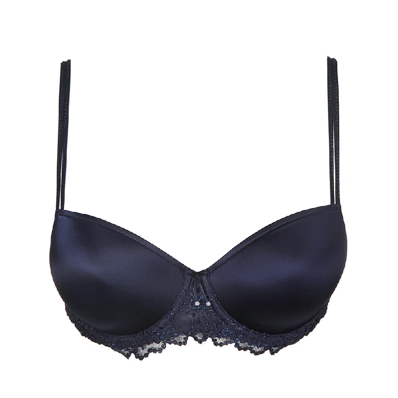 lace bras for a romantic lookJane Velvet Blue Balconette Padded Bra