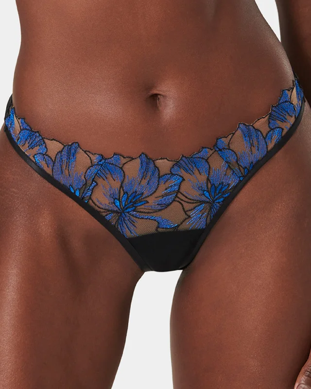 moisture wicking convertible brasLyandra Thong Egyptian Blue/Black/Sheer