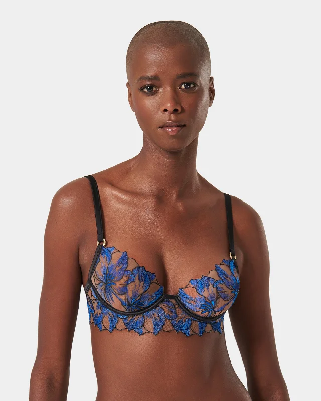 seamless wireless bras for everyday comfortLyandra Wired Bra Egyptian Blue/Black/Sheer