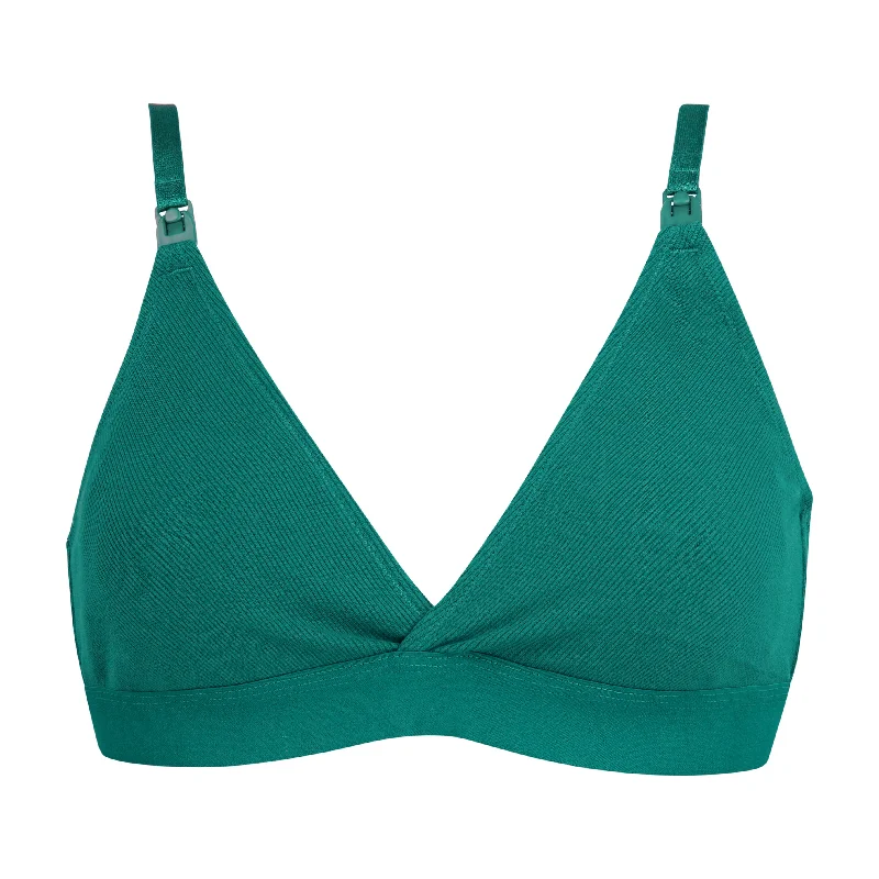 padded wireless bras for light supportMaya Pine Green Nursing Bra