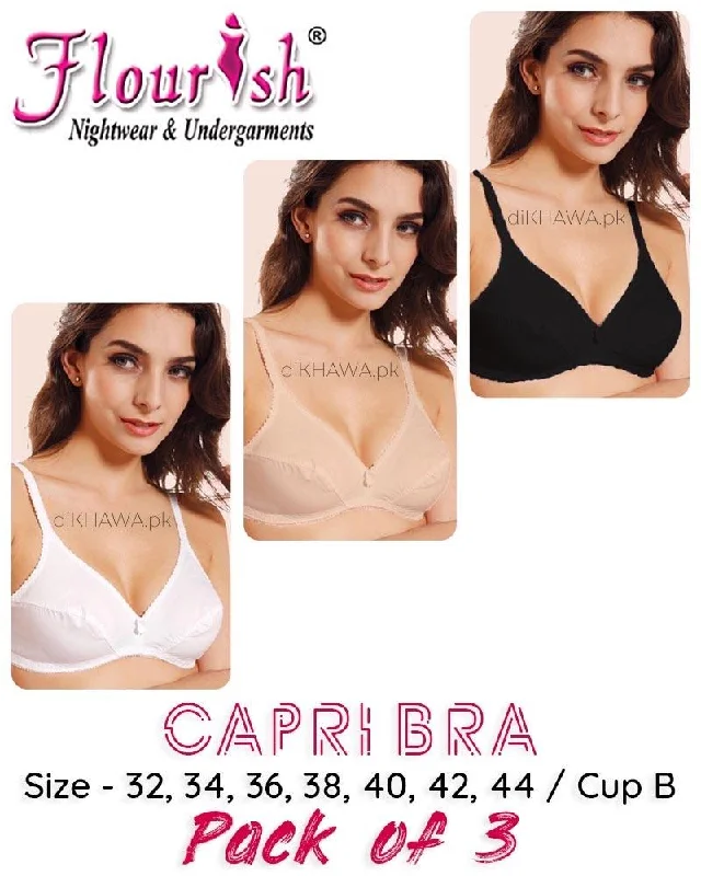 padded bras for added volumePack of 3 - Capri Bra - Flourish - Non Padded & Non Wired Basic Cotton Bra