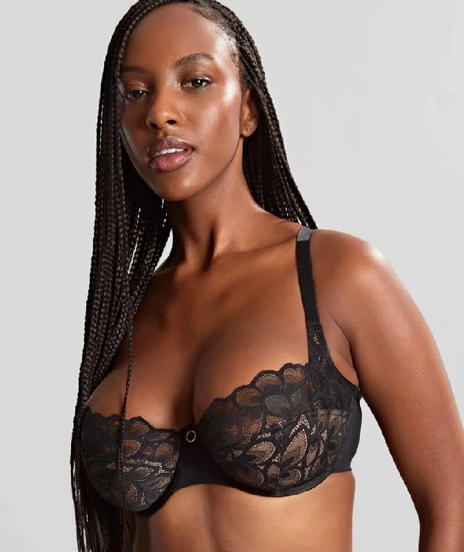 sexy backless push up brasPanache Allure Underwired Balconnet Bra - Black / Latte