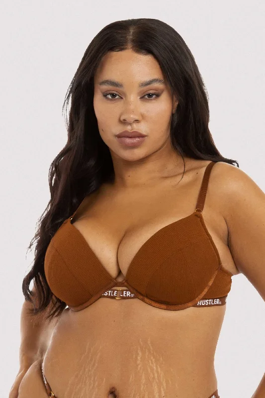 seamless bras for invisible under clothesBranded Ribbed Chocolate Bra