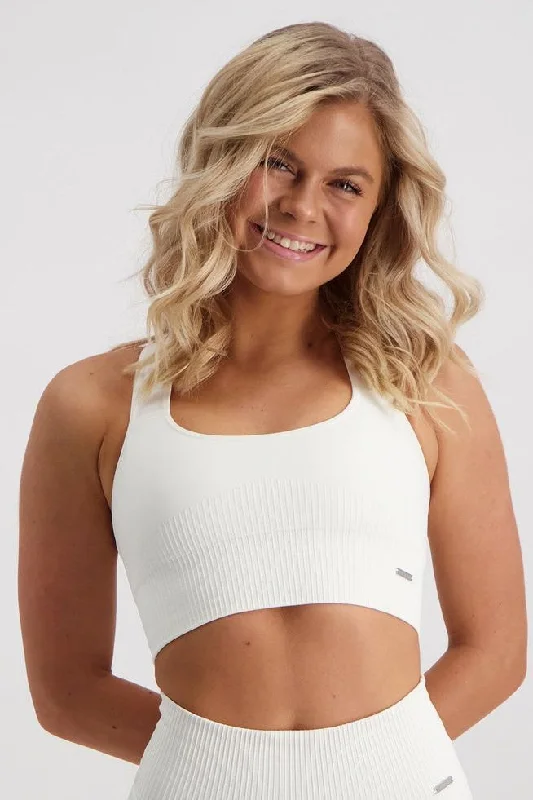 seamless women sport bra for smooth under clothesHigh Support Ribbed Seamless Bra | Off White