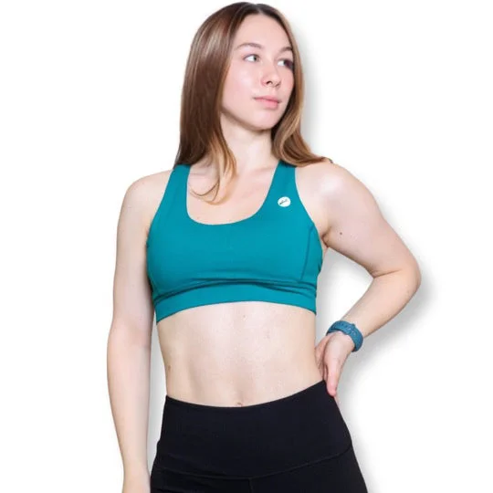 white women sport bra for a clean lookSomerville Sports Bra - Aquamarine